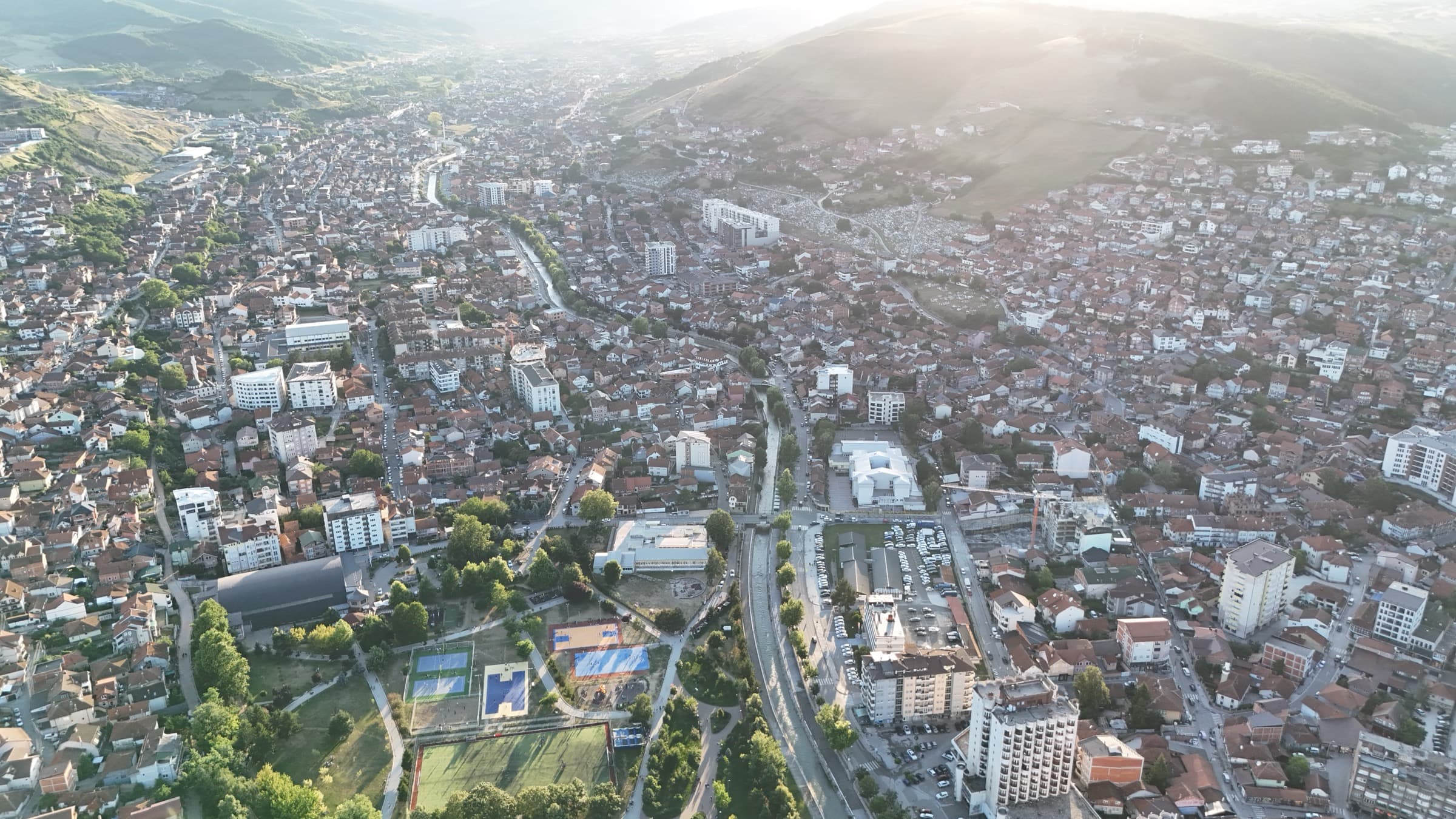 Novi Pazar and the ridges rising above the city